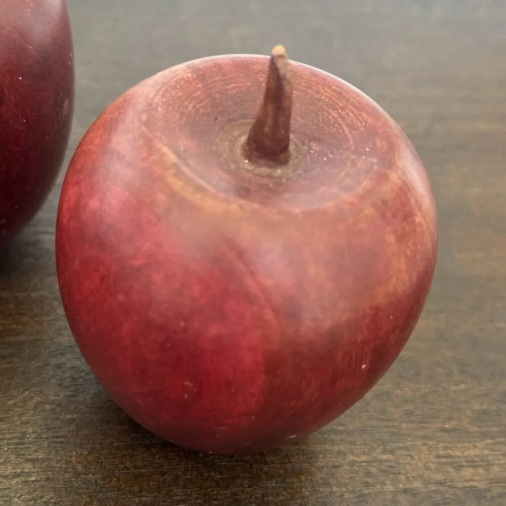 VTG Wooden Apples Set 4 Hand Carved Country Farmhouse Primitive Teachers Decor